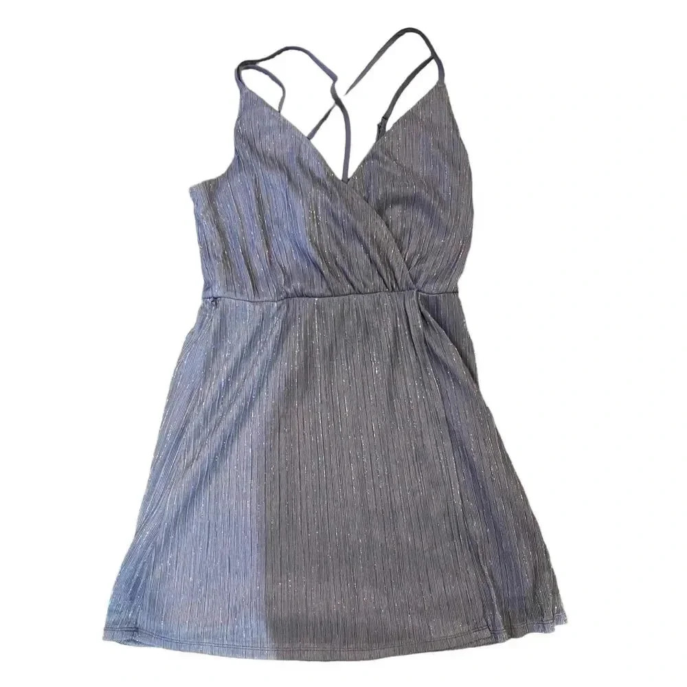 Living Doll Sleeveless V-Neck Pleated Glitter Details Dress Size 1